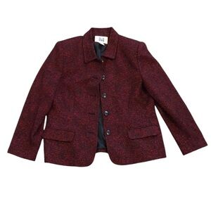 Mark Alexander Studio Womens Blazer Jacket Sz 14 Red Wool Blend Holiday Classic